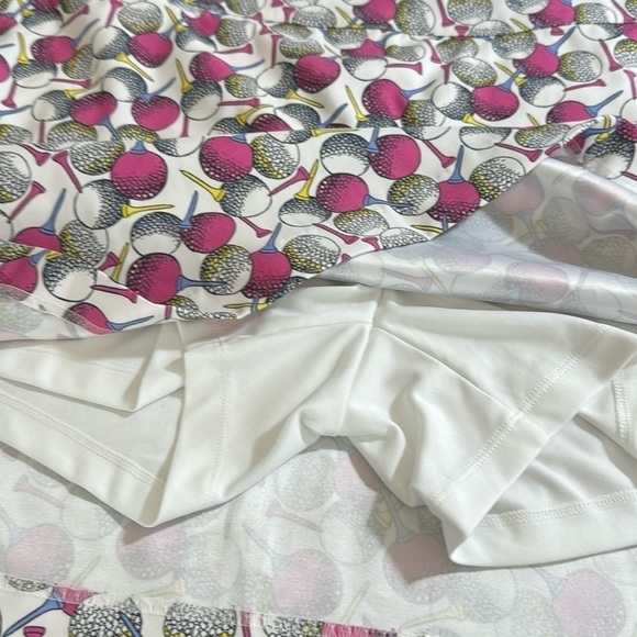 IZOD Golf Skort Women's 16 White Pink Golf Ball Tee Print Pockets Side Zip - Picture 4 of 14